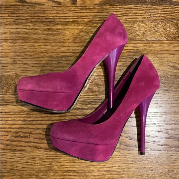 magenta platform heels